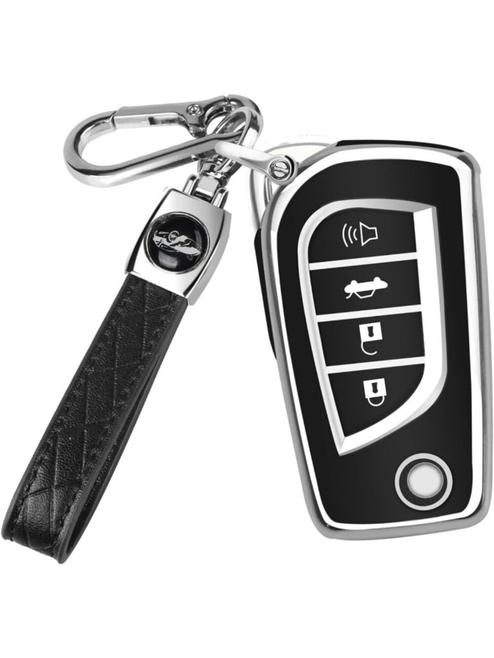 Soft TPU Flip Key Fob Cover with Keychain for Toyota Fortuner Tundra Camry RAV4